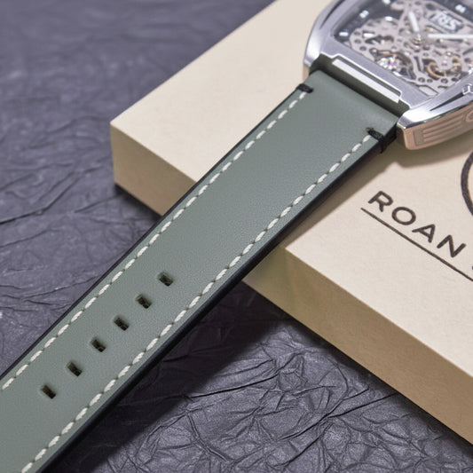 ROAN Straps | Gray Italian Leather Watch Strap Vintage Retro Design with Modern Craftsmanship(18mm 19mm 20mm 21mm 22mm 24mm)