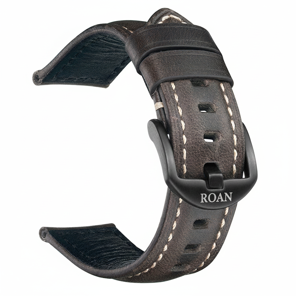 ROAN Straps | Black Italian Calfskin Watch Strap - Artisan Tanned & Hand-Finishe(18mm 19mm 20mm 21mm 22mm)