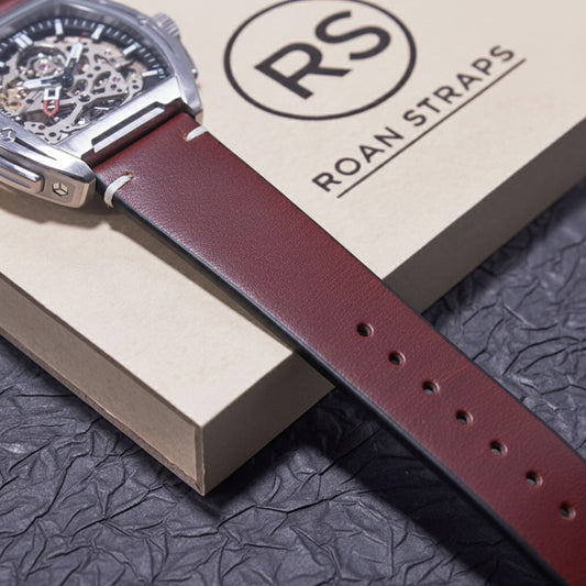ROAN Straps | Wine Red Handmade Crazy Horse Leather Watch Strap,Vintage Genuine Leather Band( 18mm 19mm 20mm 21mm 22mm 24mm)