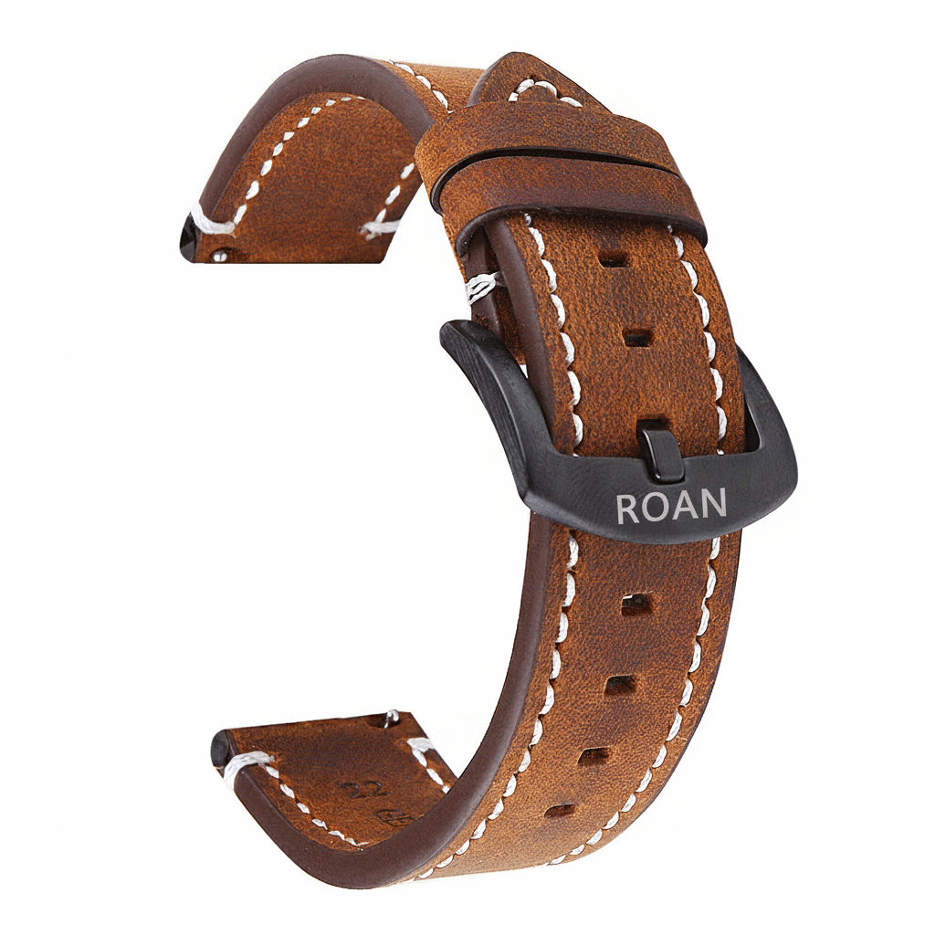 ROAN Straps | Tan Brown Italian Leather Watch Strap - Vintage Retro Design with Modern Craftsmanship(18mm 19mm 20mm 21mm 22mm 24mm)