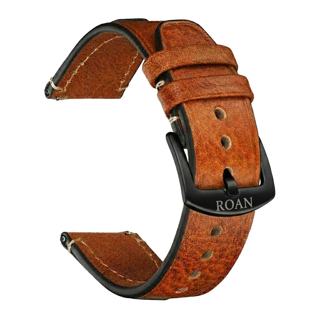 ROAN Straps | Dark Brown Crazy Horse Leather Watch Strap - Genuine Vintage Pull-up Leather Strap(18mm 20mm 22mm 24mm)