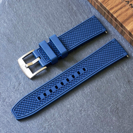 ROANSTRAPS | "Abyss Grid" - Premium FKM Rubber Watch Strap, Grade 5 Titanium Hardware (Custom Engraving Included)