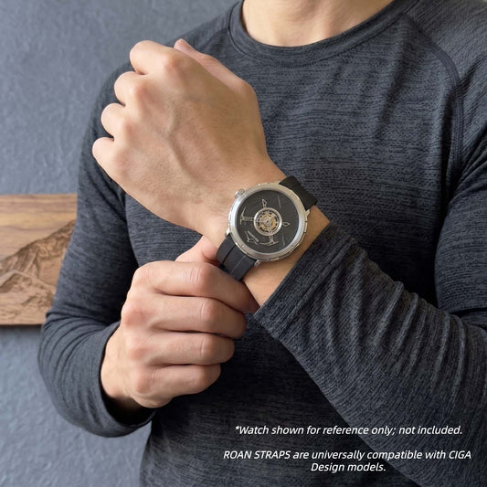 ROANSTRAPS | "Dual-Track Stealth" - Premium FKM Rubber Watch Strap, Grade 5 Titanium Hardware (Custom Engraving Included)