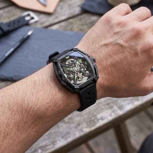 ROANSTRAPS | Phantom Black - Aero-Vent Series | Premium FKM Rubber Watch Strap, Grade 5 Titanium Hardware