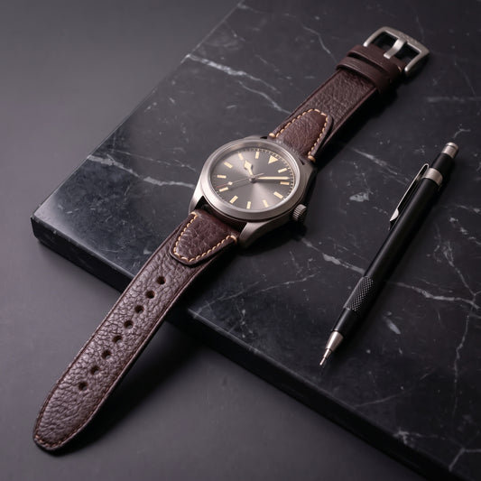ROAN Straps | Dunkelbraunes Crazy Horse Lederarmband – Echtes Vintage Pull-up Lederarmband (18mm 20mm 22mm 24mm)