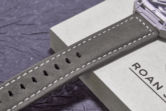ROAN Straps | Handmade Gray Italian Leather Watch Strap - Premium Artisanal Watch Band (20mm 22mm 24mm)