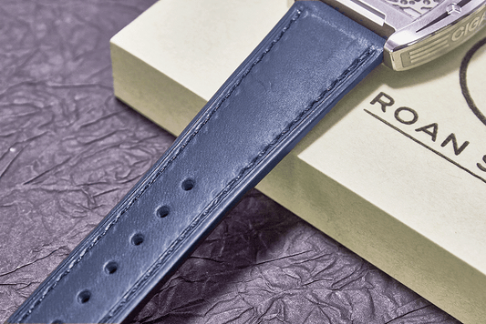 ROAN Straps | Blue Italian Leather Watch Strap with Silver Pin Buckle - Handmade Artisanal Watch Band (20mm 22mm 24mm)