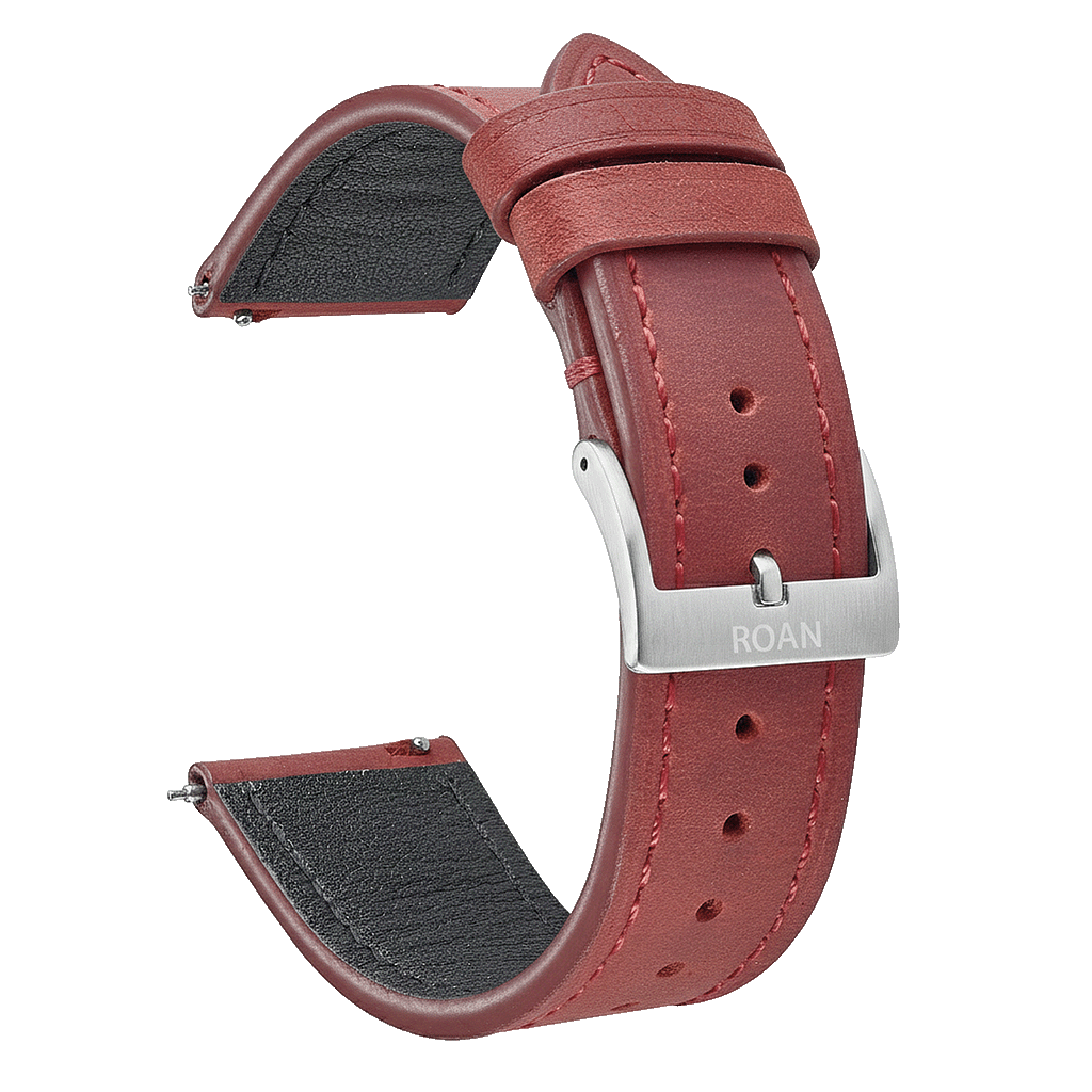 ROAN Straps | Blue Italian Leather Watch Strap with Silver Pin Buckle - Handmade Artisanal Watch Band (20mm 22mm 24mm)