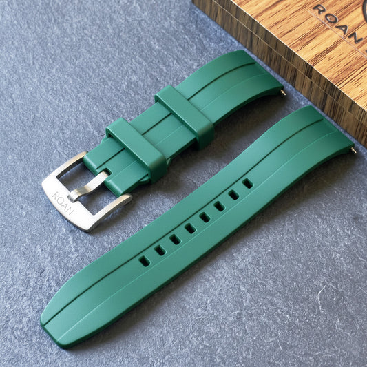 ROANSTRAPS | "Dual-Track Forest" - Premium FKM Rubber Watch Strap, Grade 5 Titanium Hardware (Custom Engraving Included)