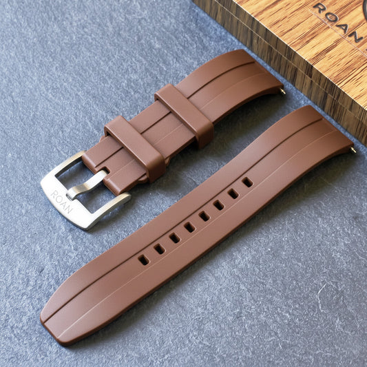 ROANSTRAPS | "Dual-Track Saddle" - Premium FKM Rubber Watch Strap, Grade 5 Titanium Hardware (Custom Engraving Included)