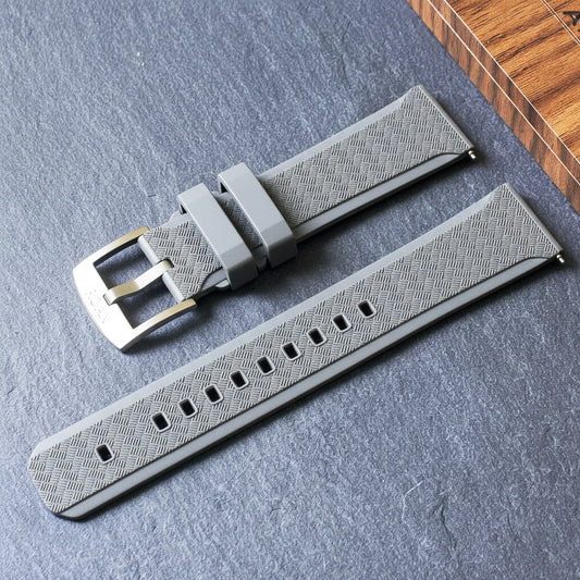 ROANSTRAPS | "Urban Graphite" - Premium FKM Rubber Watch Strap, Solid Grade 5 Titanium Buckle (Custom Engraving)