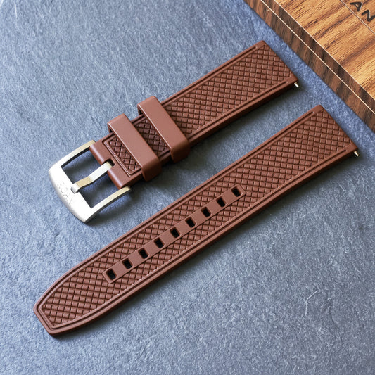 ROANSTRAPS | "Earth-Tone Grid" - Premium FKM Rubber Watch Strap, Grade 5 Titanium Hardware (Custom Engraving Included)
