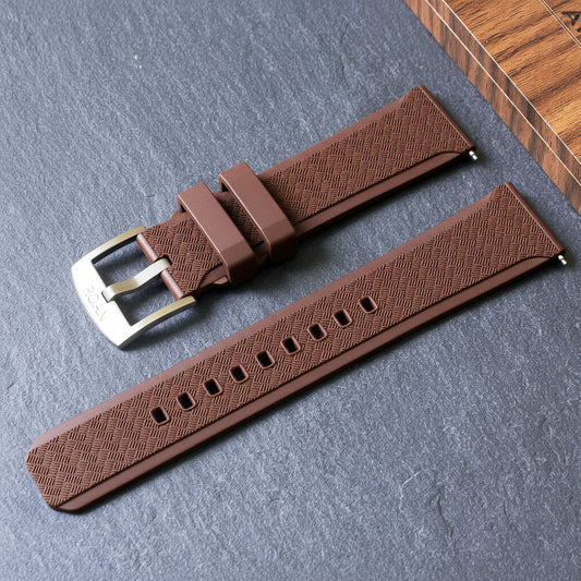 ROANSTRAPS | "Vintage Espresso" - Premium FKM Rubber Watch Strap, Solid Grade 5 Titanium Buckle (Custom Engraving)