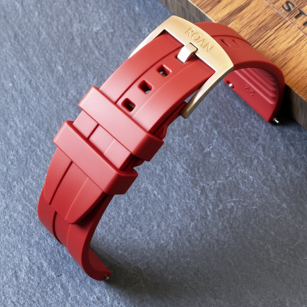 ROANSTRAPS | "Dual-Track Stealth" - Premium FKM Rubber Watch Strap, Grade 5 Titanium Hardware (Custom Engraving Included)