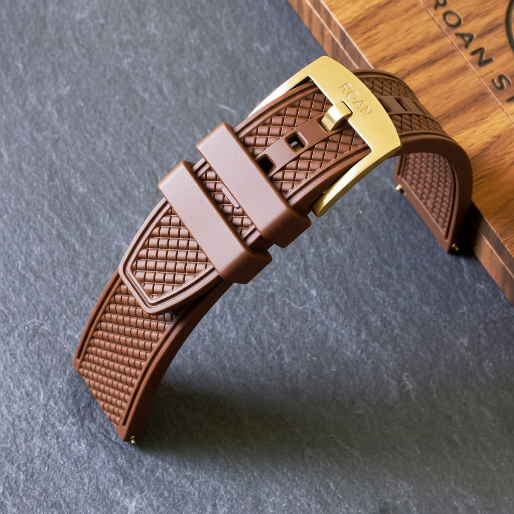 ROANSTRAPS | "Forest Grid" - Premium FKM Rubber Watch Strap, Grade 5 Titanium Hardware (Custom Engraving Included)