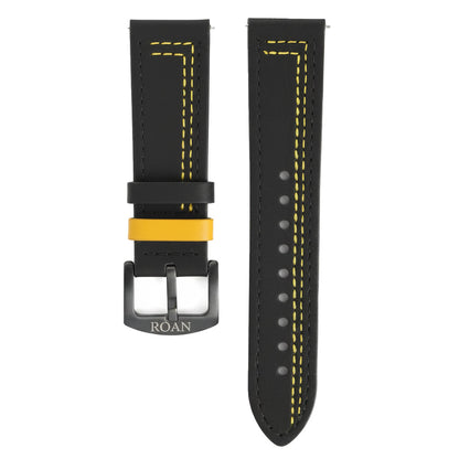 ROAN Straps  |  Genuine Leather Watch Strap - Vintage Dark Brown with Yellow Contrast Stitching(18mm 19mm 20mm 21mm 22mm 24mm)