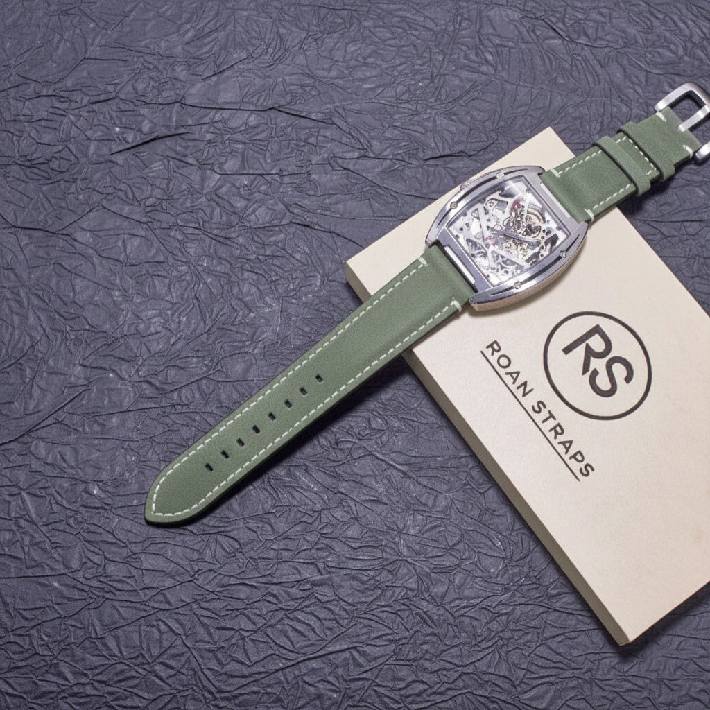 ROAN Straps | Gray Italian Leather Watch Strap Vintage Retro Design with Modern Craftsmanship（18mm 19mm 20mm 21mm 22mm 24mm)