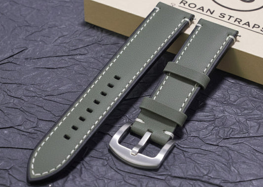 ROAN Straps | Gray Italian Leather Watch Strap Vintage Retro Design with Modern Craftsmanship（18mm 19mm 20mm 21mm 22mm 24mm)