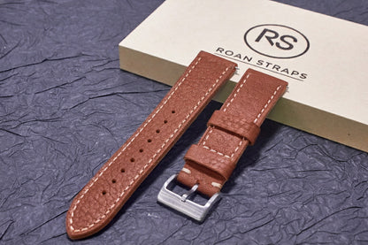 ROAN Straps  |  Light Brown French Goat Leather Watch Strap - Hand-Polished Vegetable Tanned Vintage Design（20mm 22mm 24mm)