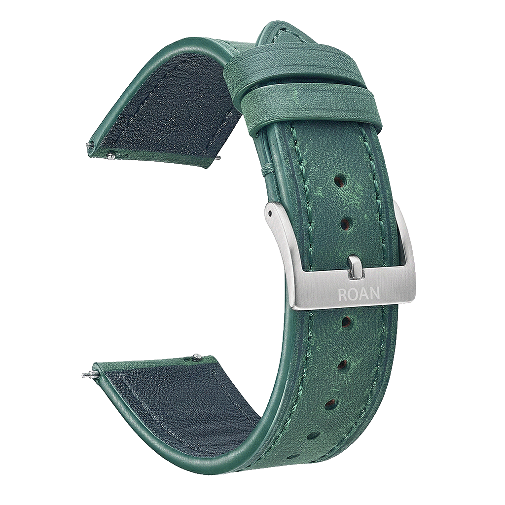 ROAN Straps | Blue Italian Leather Watch Strap with Silver Pin Buckle - Handmade Artisanal Watch Band (20mm 22mm 24mm)