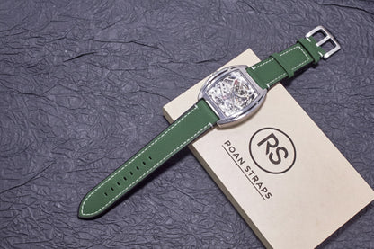 ROAN Straps | Dark Green Italian Leather Watch Strap - Vintage Retro Design with Modern Craftsmanship（18mm 19mm 20mm 21mm 22mm 24mm)