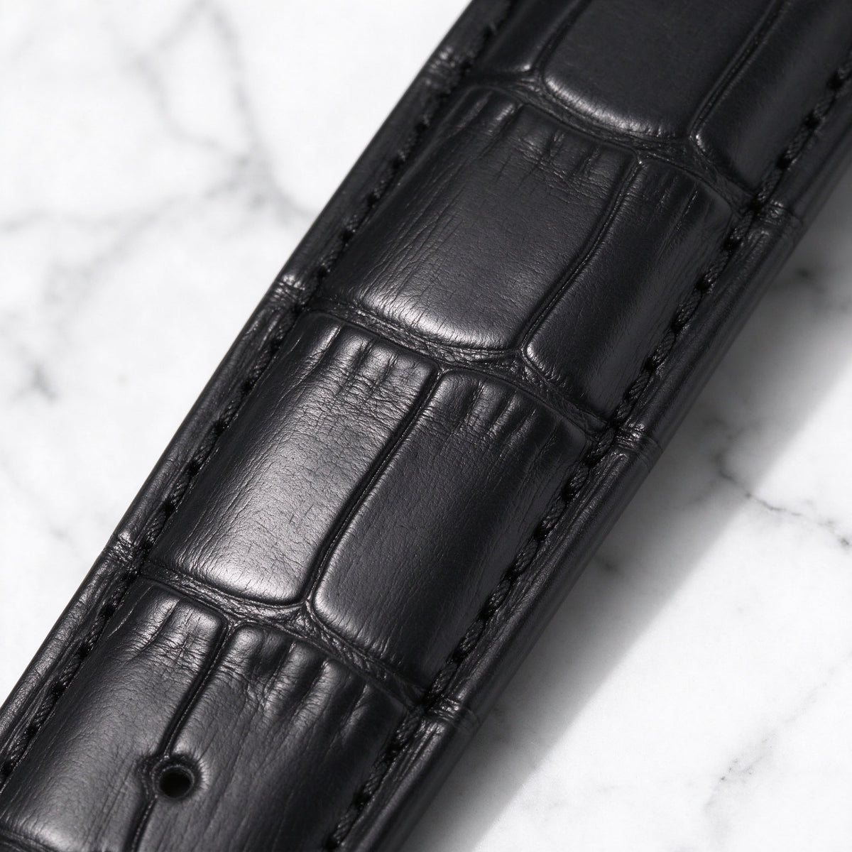 ROAN Heritage Black Alligator Grain Leather Strap with Deployant Clasp – 18mm 20mm 22mm 24mm