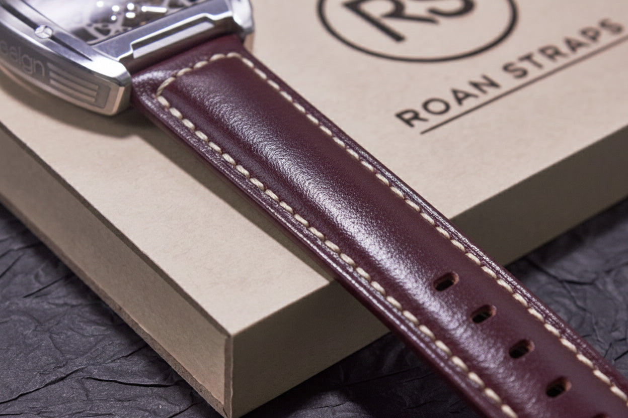 ROAN Straps | Wine Red Italian Calfskin Watch Strap - Artisan Tanned & Hand-Finishe（18mm 19mm 20mm 21mm 22mm)
