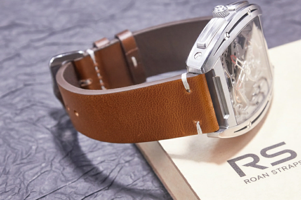 ROAN Straps | Yellowish-Brown Handmade Crazy Horse Leather Watch Strap,Vintage Genuine Leather Band（ 18mm 19mm 20mm 21mm 22mm 24mm）