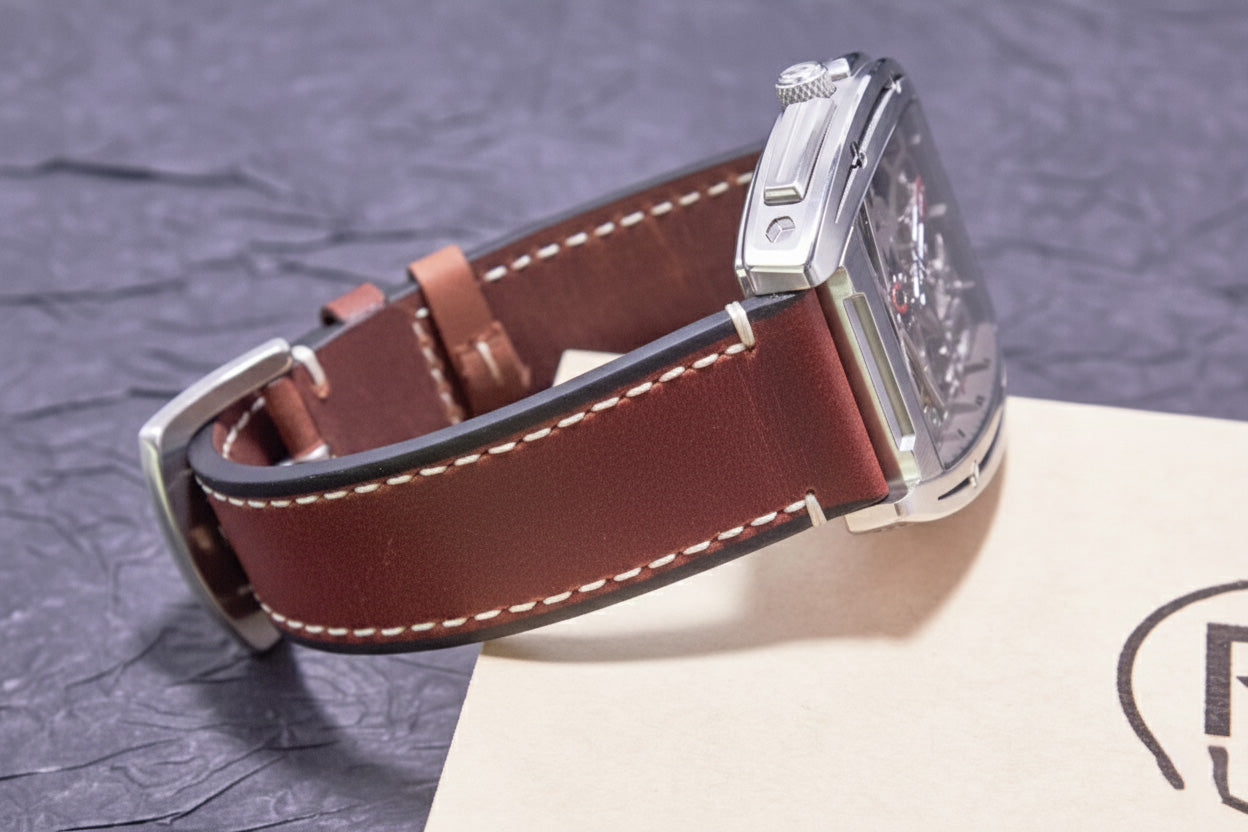 ROAN Straps | Wine Red Italian Leather Watch Strap - Vintage Retro Design with Modern Craftsmanship（18mm 19mm 20mm 21mm 22mm 24mm)