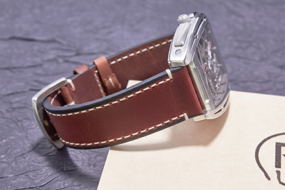 ROAN Straps | Wine Red Italian Leather Watch Strap - Vintage Retro Design with Modern Craftsmanship（18mm 19mm 20mm 21mm 22mm 24mm)
