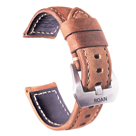 ROAN Straps | Handmade Brown Italian Leather Watch Strap - Premium Artisanal Watch Band (20mm 22mm 24mm)