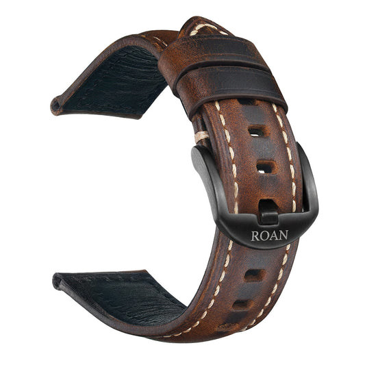 ROAN Straps  |  Dark Brown Italian Calfskin Watch Strap - Artisan Tanned & Hand-Finished（18mm 19mm 20mm 21mm 22mm）