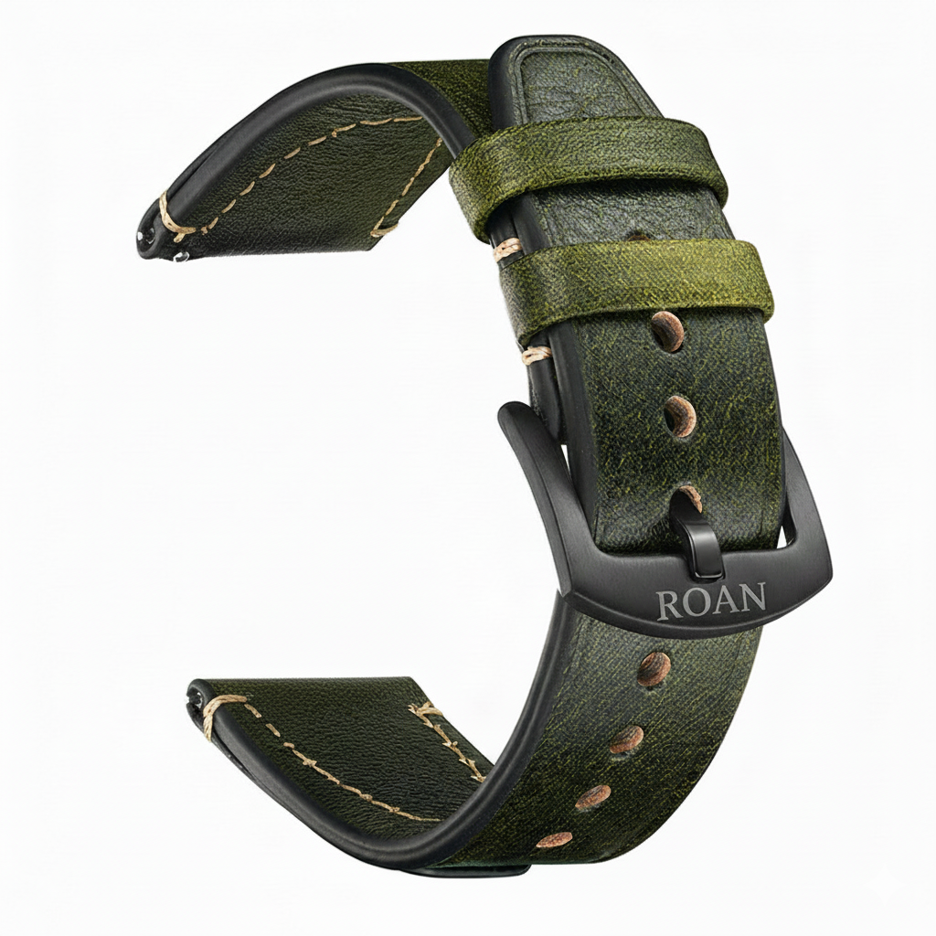 ROAN Straps  |  Dark Brown Crazy Horse Leather Watch Strap - Genuine Vintage Pull-up Leather Strap（18mm 20mm 22mm 24mm)
