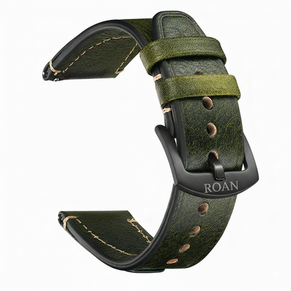 ROAN Straps  |  Dark Brown Crazy Horse Leather Watch Strap - Genuine Vintage Pull-up Leather Strap（18mm 20mm 22mm 24mm)