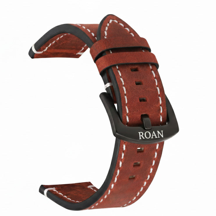 ROAN Straps | Dark Brown Italian Leather Watch Strap - Vintage Retro Design with Modern Craftsmanship（18mm 19mm 20mm 21mm 22mm 24mm)