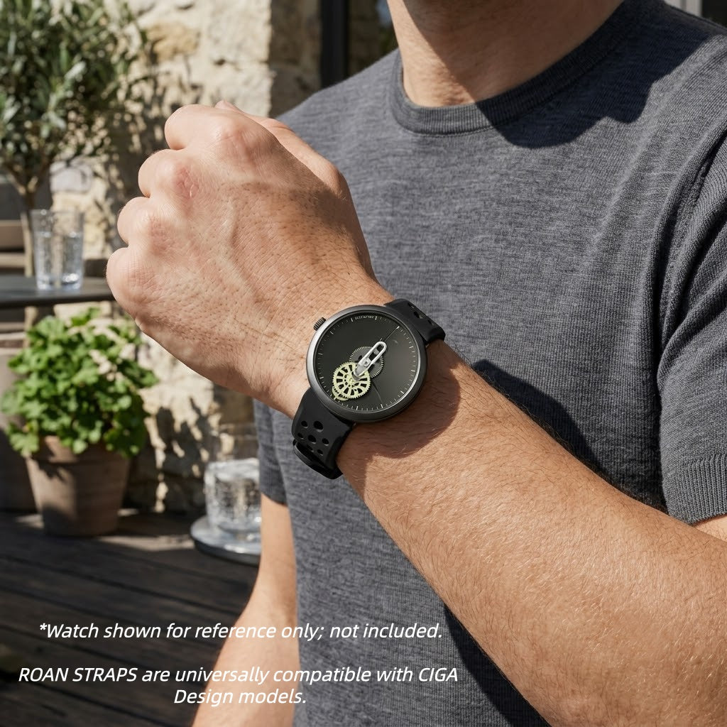 ROANSTRAPS | Phantom Black - Aero-Vent Series | Premium FKM Rubber Watch Strap