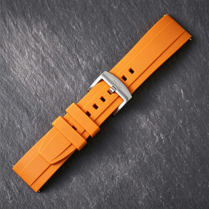 ROAN STRAPS | Pro-Vent Aerospace-Grade FKM Rubber Watch Band - Signal Solar Orange (20mm, 22mm)