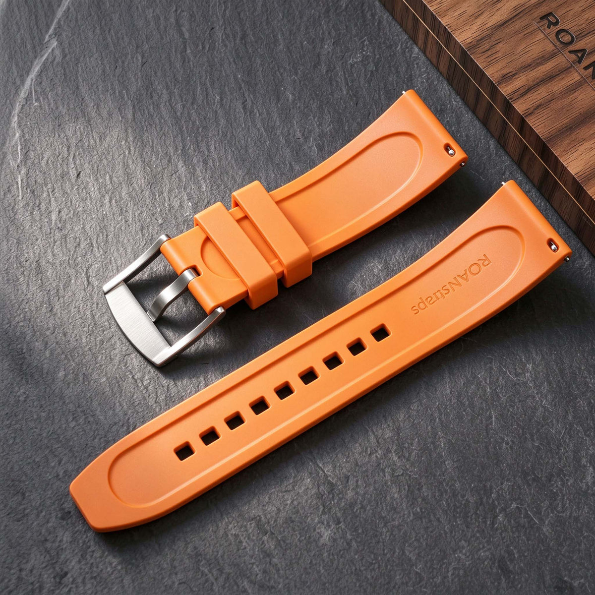 ROAN STRAPS | Pro-Vent Aerospace-Grade FKM Rubber Watch Band - Signal Solar Orange (20mm, 22mm)
