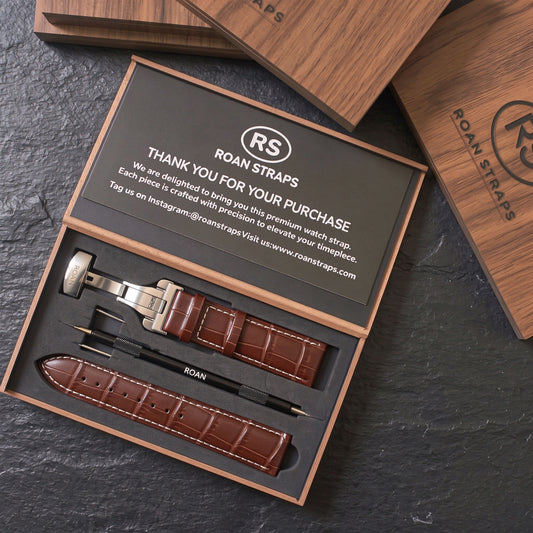 ROAN Heritage Orange Alligator Grain Leather Strap with Deployant Clasp – 18mm 20mm 22mm 24mm