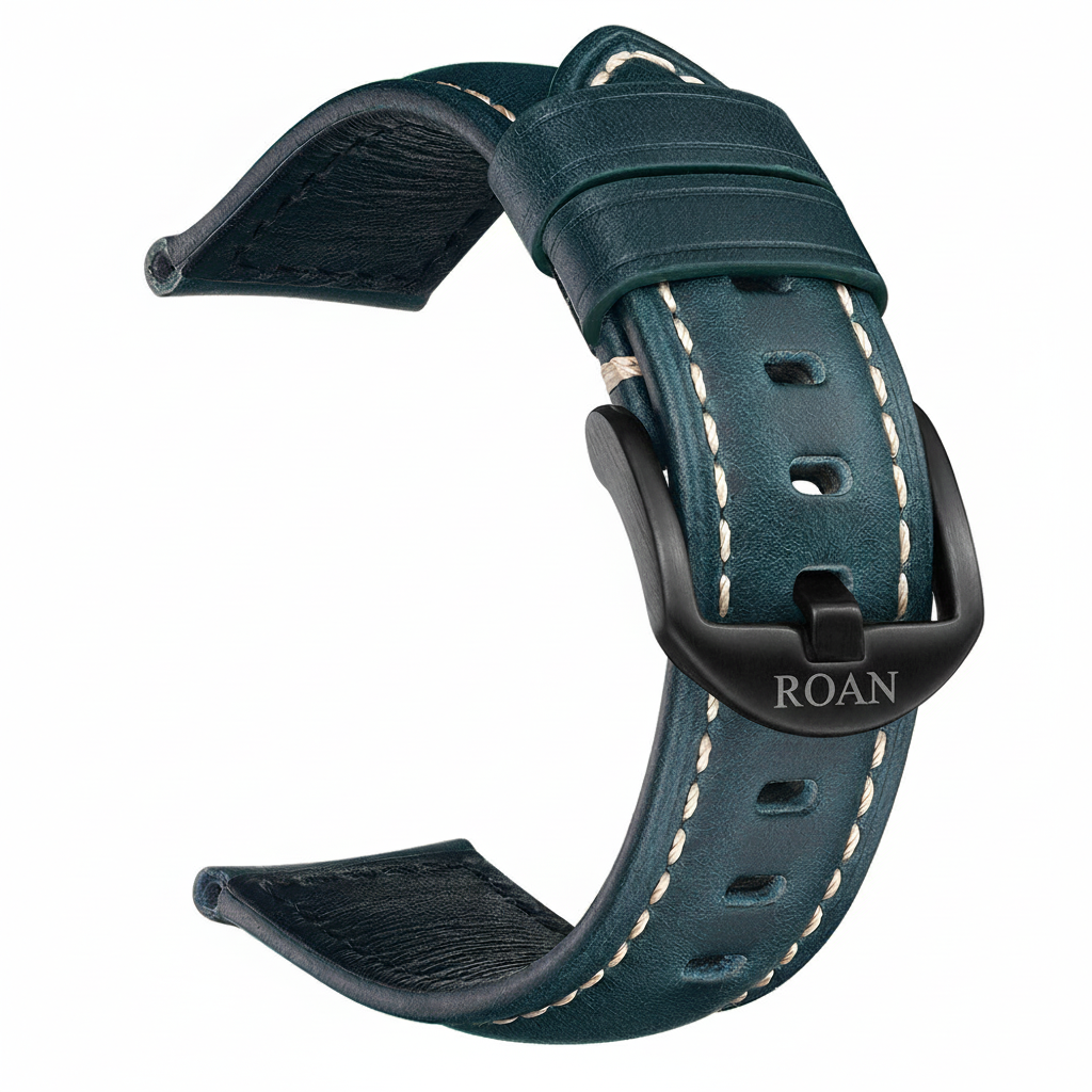 ROAN Straps  |  Black Italian Calfskin Watch Strap - Artisan Tanned & Hand-Finishe（18mm 19mm 20mm 21mm 22mm）
