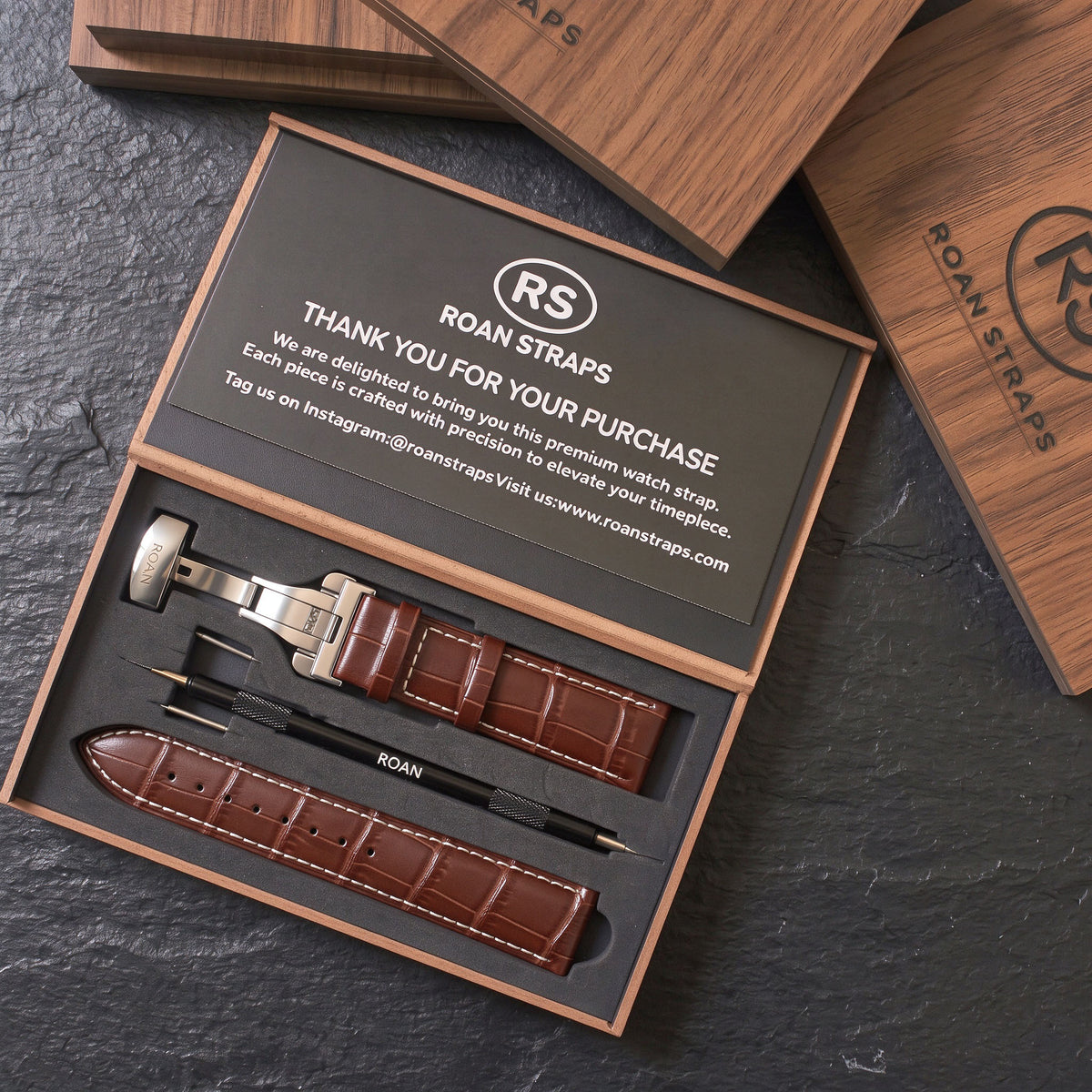 ROAN Heritage Alligator Grain Leather Strap with Deployant Clasp