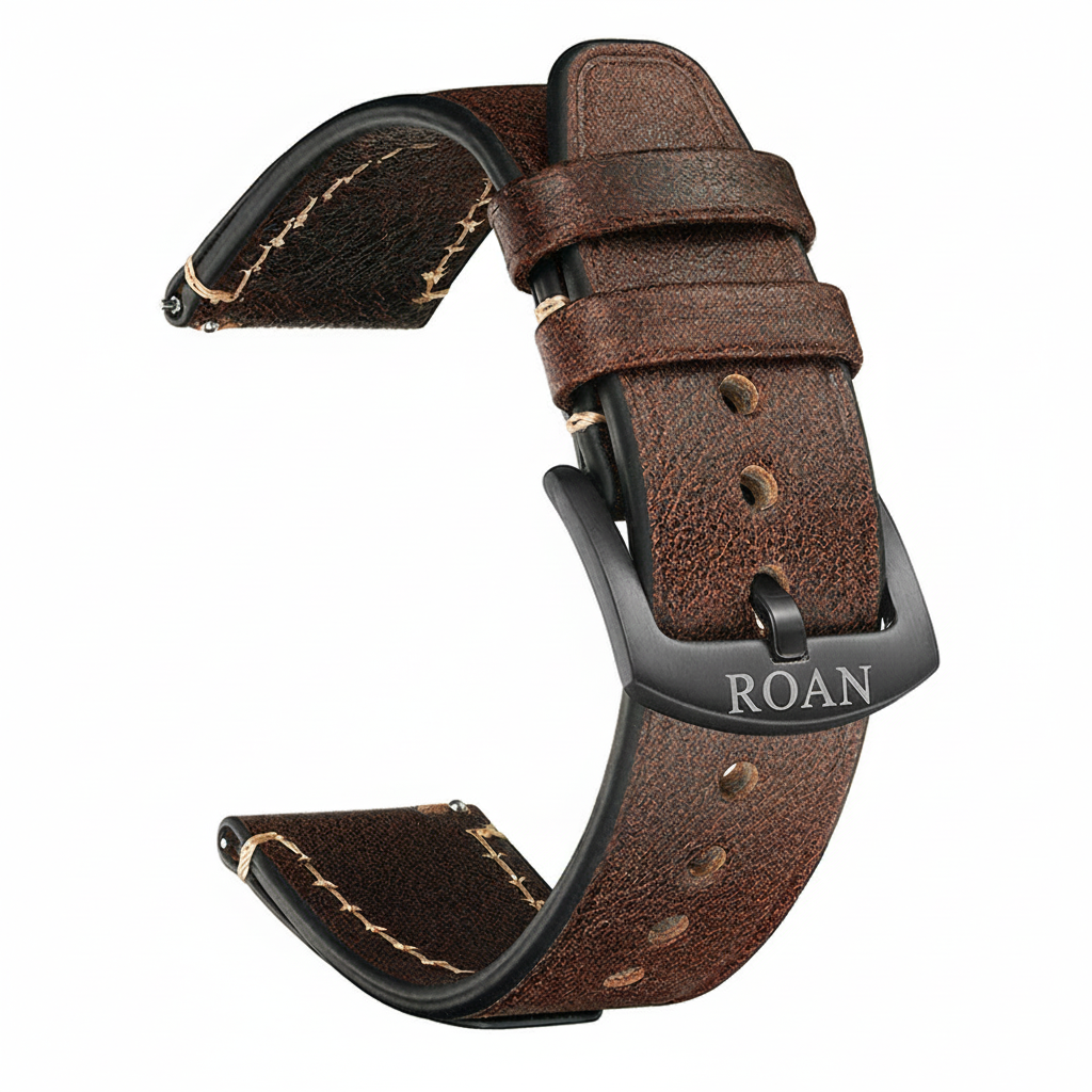 ROAN Straps  |  Dark Brown Crazy Horse Leather Watch Strap - Genuine Vintage Pull-up Leather Strap（18mm 20mm 22mm 24mm)