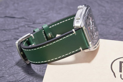 ROAN Straps | Dark Green Italian Leather Watch Strap - Vintage Retro Design with Modern Craftsmanship（18mm 19mm 20mm 21mm 22mm 24mm)