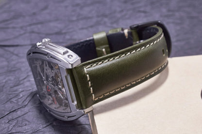 ROAN Straps  |  Army Green Italian Calfskin Watch Strap - Artisan Tanned & Hand-Finished（18mm 19mm 20mm 21mm 22mm）