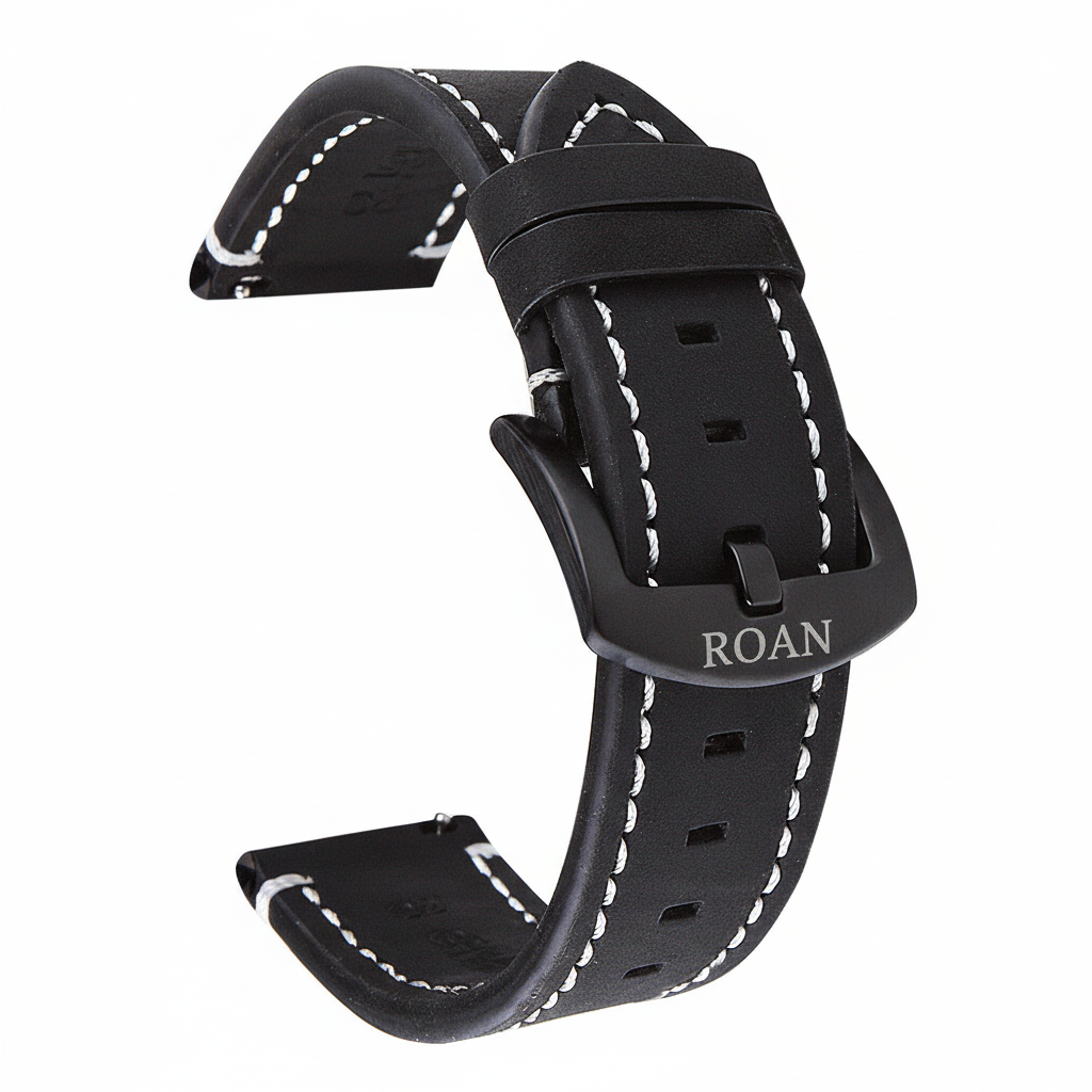 ROAN Straps | Gray Italian Leather Watch Strap Vintage Retro Design with Modern Craftsmanship（18mm 19mm 20mm 21mm 22mm 24mm)