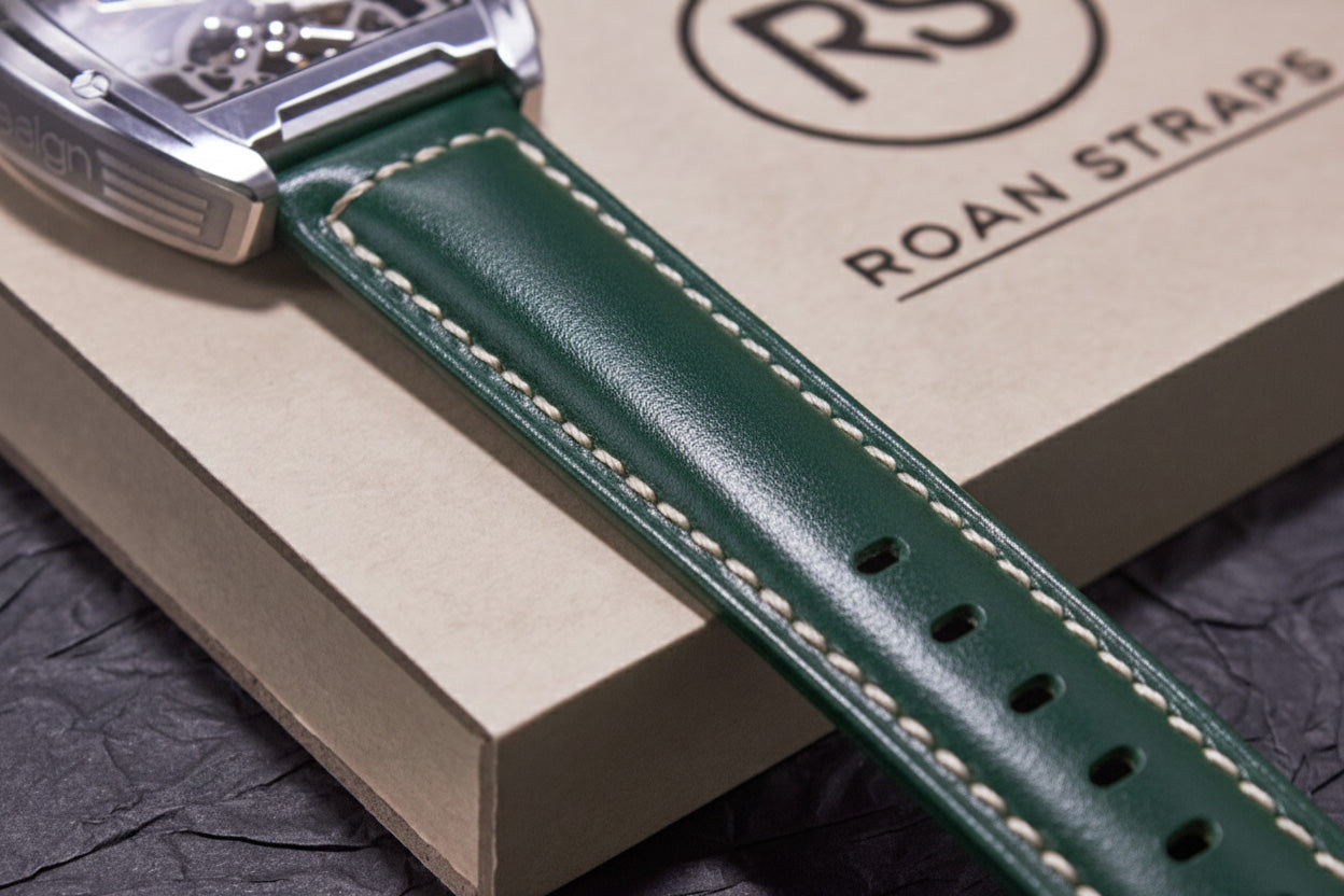 ROAN Straps | Dark Green Italian Calfskin Watch Strap - Artisan Tanned & Hand-Finishe（18mm 19mm 20mm 21mm 22mm)