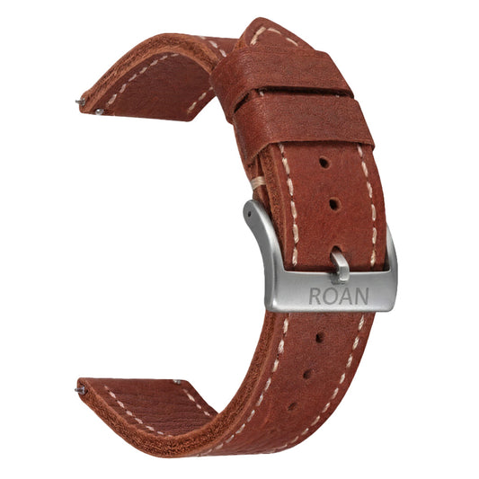 ROAN Straps  |  Light Brown French Goat Leather Watch Strap - Hand-Polished Vegetable Tanned Vintage Design（20mm 22mm 24mm)