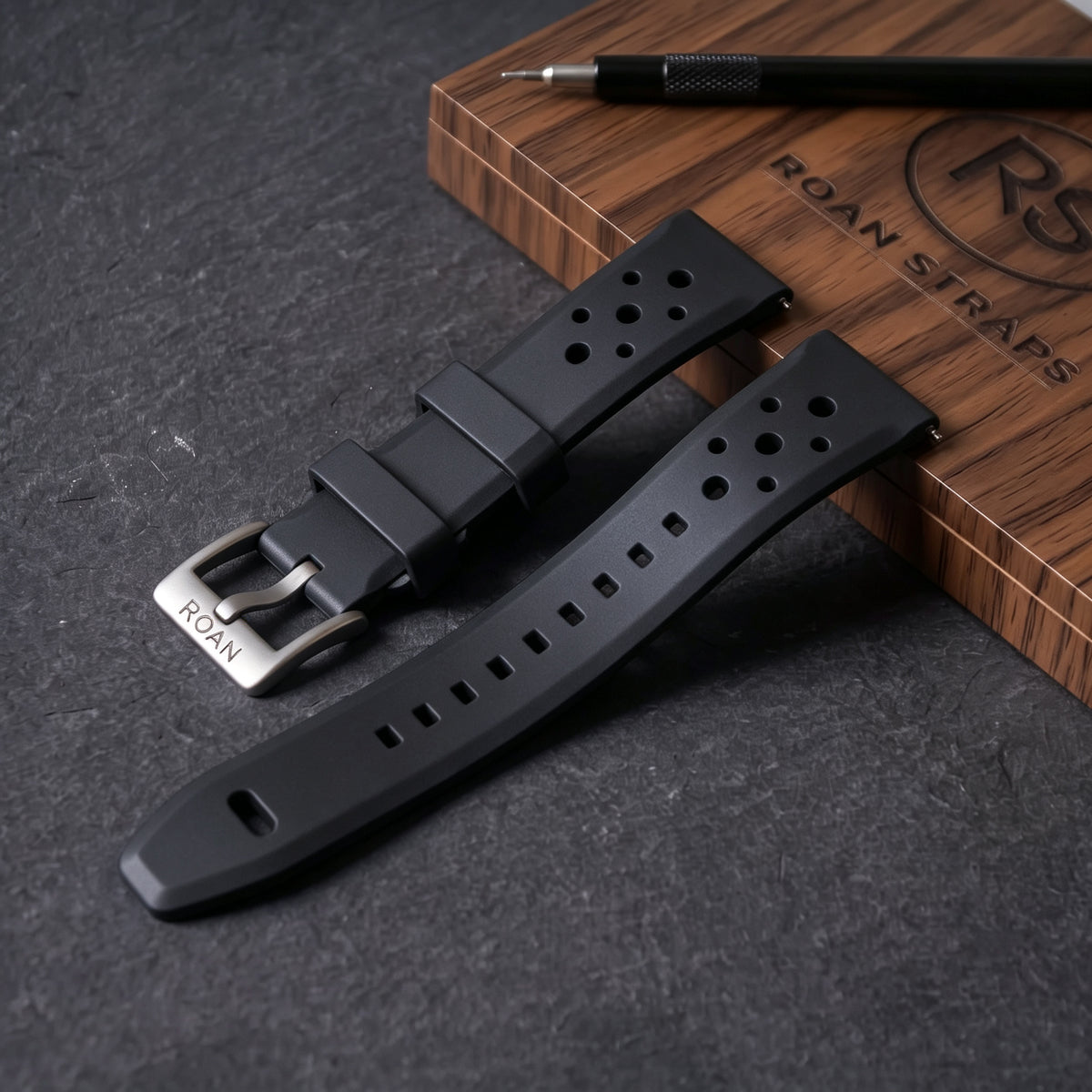 ROANSTRAPS | Phantom Black - Aero-Vent Series | Premium FKM Rubber Watch Strap