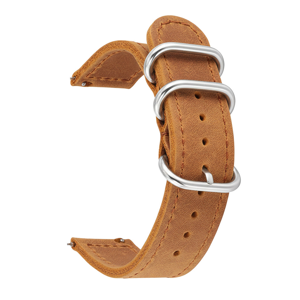 ROAN Straps | Handmade  Brown Italian Leather Watch Strap with Black Pin Buckle - Retro rugged aesthetic design (18mm 20mm 22mm)