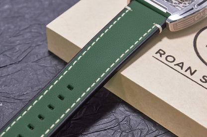 ROAN Straps | Dark Green Italian Leather Watch Strap - Vintage Retro Design with Modern Craftsmanship（18mm 19mm 20mm 21mm 22mm 24mm)